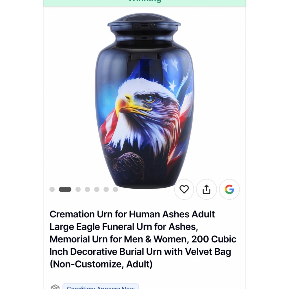 Patriotic cremation urn